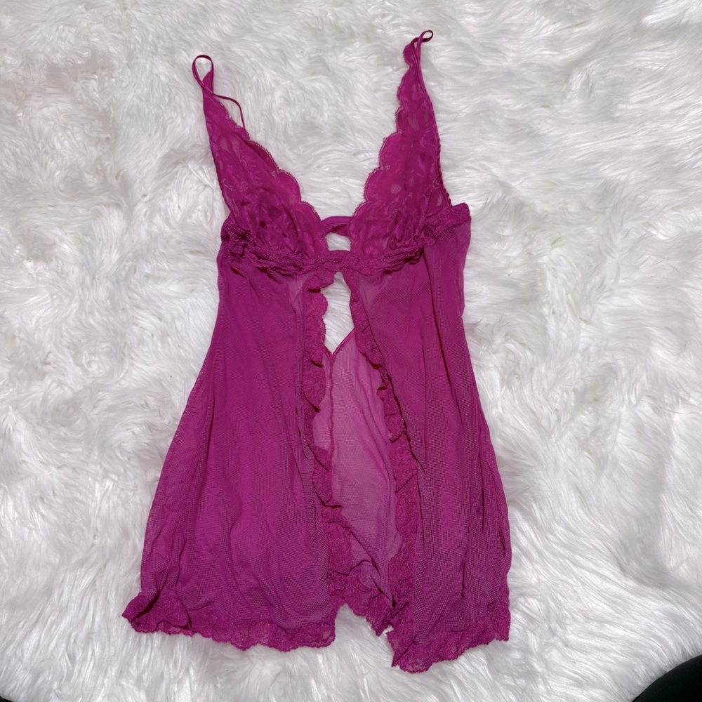 La Senza pink lace and mesh lingerie‎ slip size M